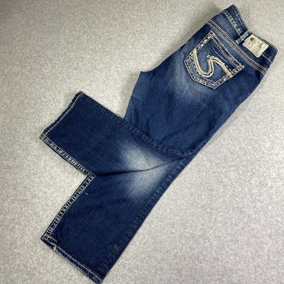 Silver Jeans Tuesday Mid Capri Women 28 Blue Stretch Embroidered W42114SJL405 - Picture 14 of 16